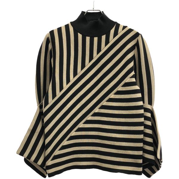 AKIRANAKA - AKIRA NAKA アキラ ナカ 19AW レクタングルカフス ハイネック ニット AW1950-BKBE ベージュ ブラック 3 AKIRANAKA（アキラナカ） アキラ ナカ 19AW レクタングルカフス