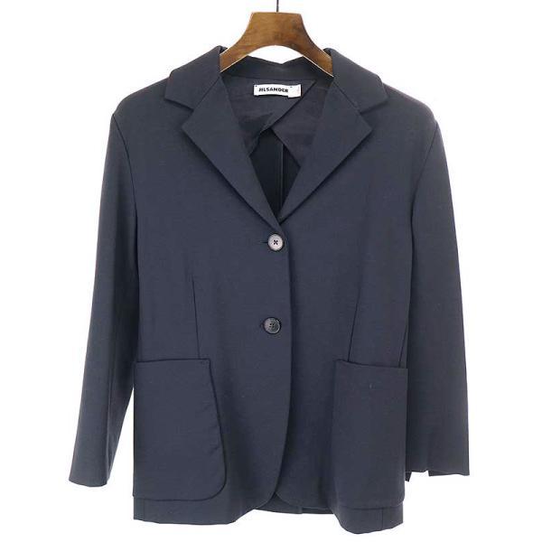 JIL SANDER ジルサンダー 17SS レーヨンナイロン2Bジャケット ネイビー  