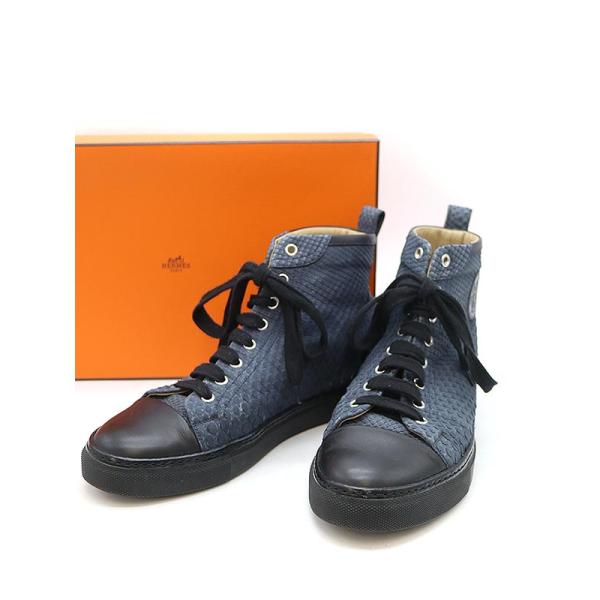 最安値 HERMES レザースニーカー 28.5cmブラック×オレンジ（箱無し）
