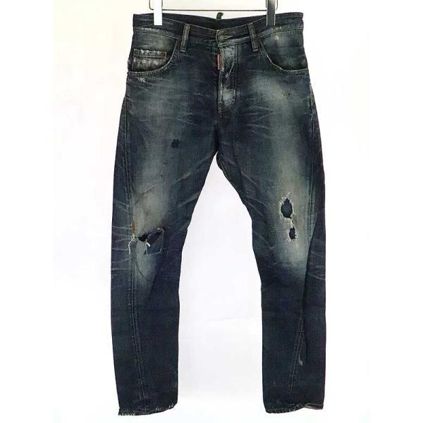 DSQUARED2 ディースクエアード ダメージ加工ペイントデニムパンツ 