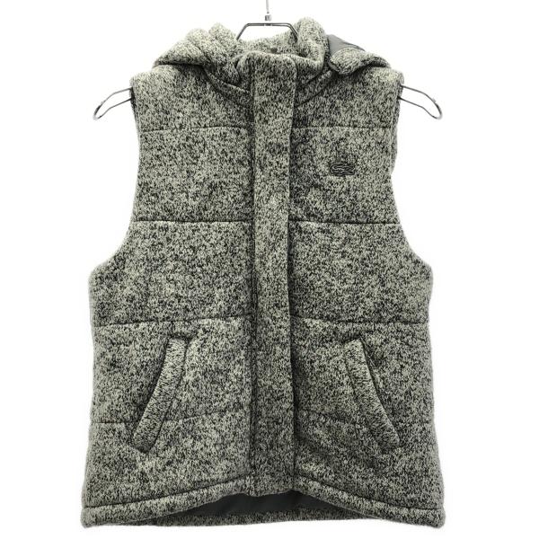 美品　ラコステ　LACOSTE フード付きニットベスト （ベージュ）　L LACOSTE（ラコステ） 中綿入りフード付きニットベスト BF306EL グレー