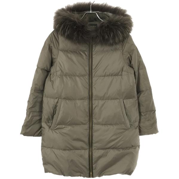 美品 ナノユニバース 西川ダウン XL モッズ ダウンコート ファー カーキ 西川 nano universe ナノ ユニバース 西川ダウン フーデッドファー