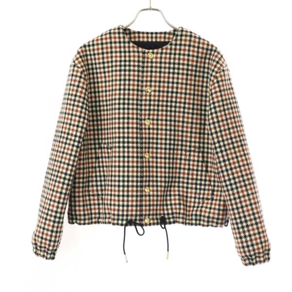CELINE（セリーヌ） パテッド ノーカラーチェックジャケット 2W752234S