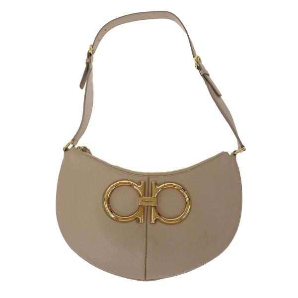 Salvatore Ferragamo サルバトーレ フェラガモ Maxi Gancio Shoulder Bag レザーショルダーバッグ  グレー FERRAGAMO（フェラガモ） Salvatore Ferragamo サルバトーレ Maxi