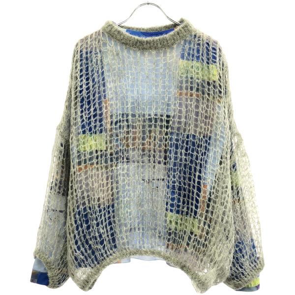 PUBLIC TOKYO - PUBLIC TOKYO パブリックトウキョウ とんだ林蘭 Photo Collage Alpaca Knit フォトコラージュレイヤードアルパカニット 161530017 グレー F PUBLIC TOKYO（パブリックトウキョウ） とんだ林蘭 Photo Collage