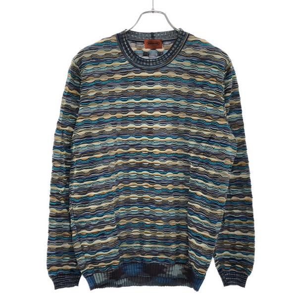 未使用新品 MISSONI マーブルニット サイズ46 MISSONI ミッソーニ クージーデザインニットセーター ブルー系×マルチ