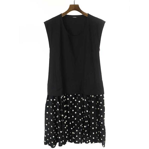 LIMI feu リミフゥ ノースリーブドッキングレイヤードドットワンピース  