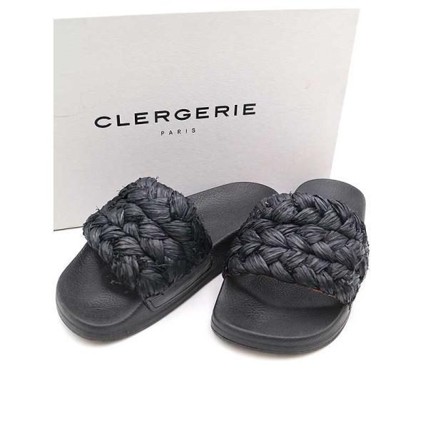 CLERGERIE クレジュリー ラフィアフラットレザーサンダル CLERGERIE クレジュリー ラフィアフラットレザーサンダル