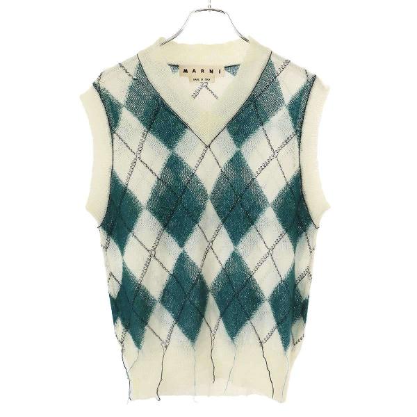 MARNI（マルニ） 18SS モヘアナイロンアーガイルチェックニットベスト