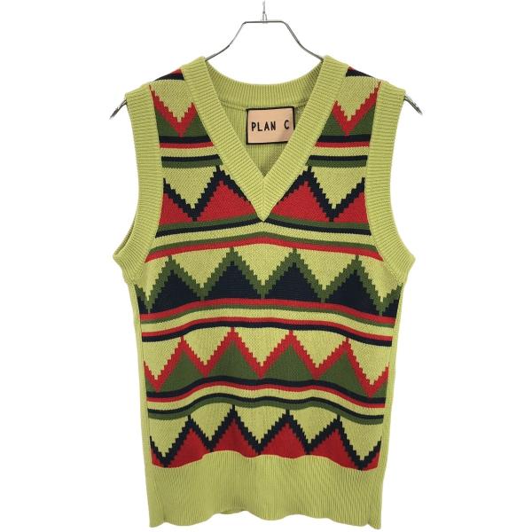 Plan C PLAN プラン シー Vネックジャガードニットベスト  