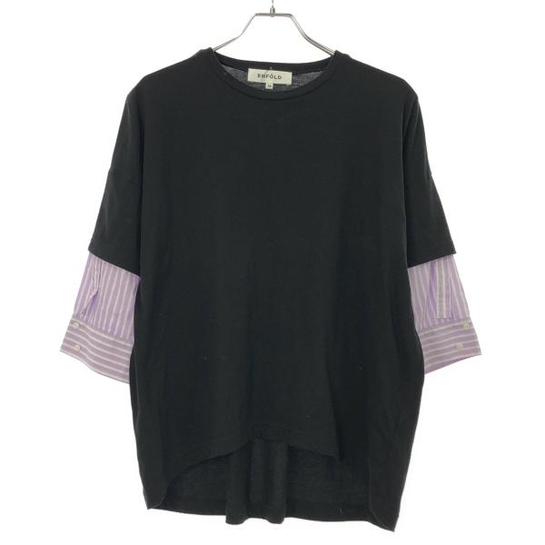 ENFOLD - ENFOLD エンフォルド 24SS SHIRT LAYERED T-SHIRT シャツレイヤードTシャツ 300HS280-2280 ブラック 38 ENFOLD（エンフォルド） 24SS SHIRT LAYERED T-SHIRT シャツレイヤード