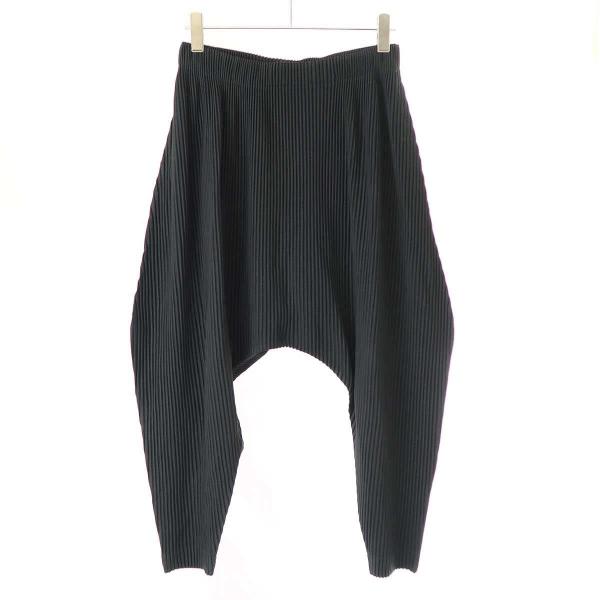 イッセイミヤケ　オムプリッセ　サルエルパンツ 黒のストライプ イッセイミヤケ オムプリッセ サルエルパンツ 黒のストライプ