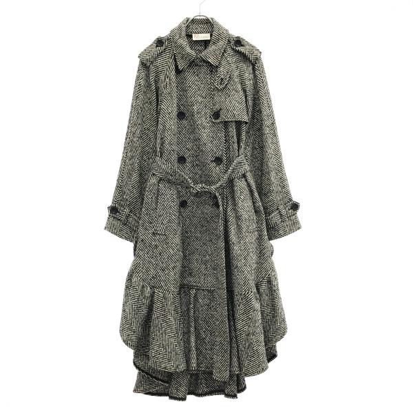 @伊勢丹購入☆レッドヴァレンティノ☆ウールの☆フリル付き紺のコート 伊勢丹購入☆レッドヴァレンティノ☆ウールの☆フリル付き紺のコートの