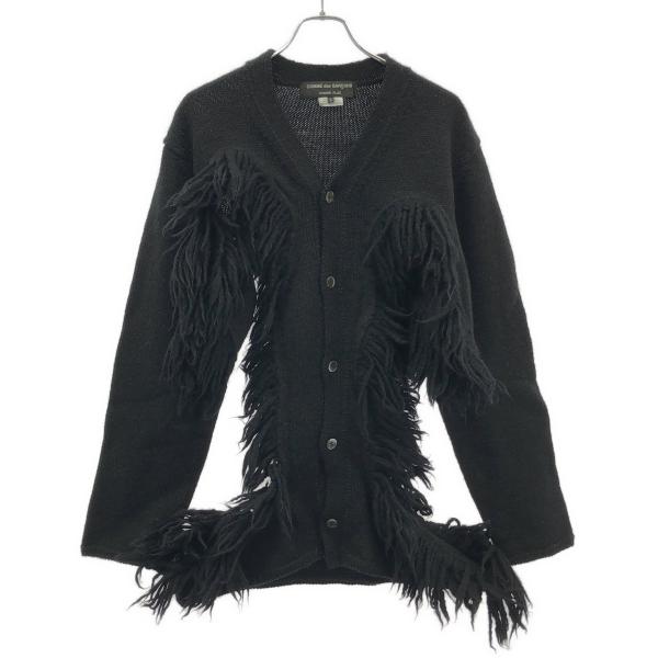 COMME des GARCONS HOMME PLUS コム デギャルソンオムプリュス 23AW オープンサイド ウールフリンジデザインカーディガン PL-N014 ブラック L COMME des GARCONS HOMME PLUS コム デギャルソンオムプリュス 23AW