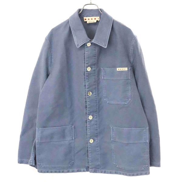 マルニ コットンジャケット ブルー サイズ52 ゆったりシルエット MARNI（マルニ） 24AW Garment Dyed Compact Moleskine Jacket