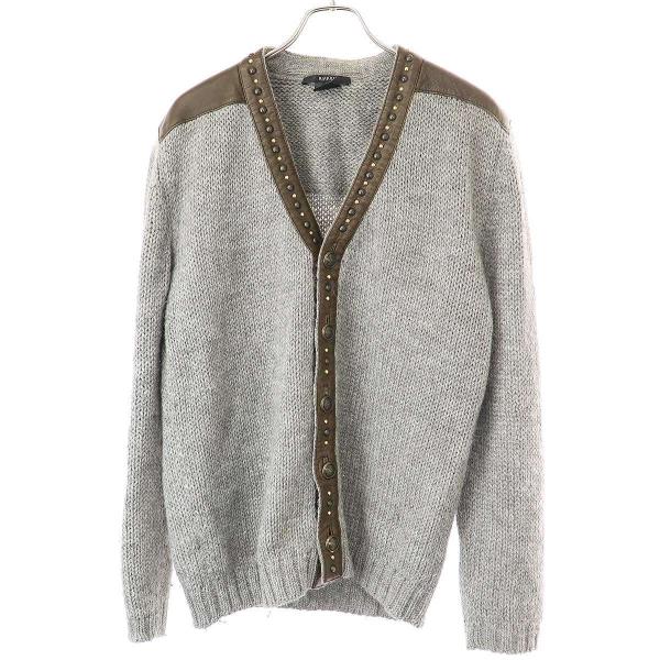 GUCCI グッチ 08AW レザースタッズ カーディガン グレー系 L