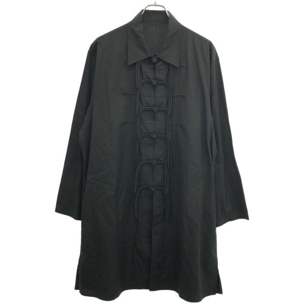 Yohji Yamamoto POUR HOMME ヨウジヤマモト プールオム 22SS 100/2 BROAD BUDDHA BUTTON LONG BLOUSE ブッダボタンブロードロングシャツ HG-B31-029 ブラック 2 Yohji Yamamoto POUR HOMME ヨウジヤマモト プールオム 22SS 100/2
