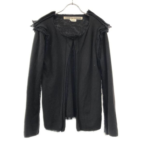 COMME des GARCONS コムデギャルソン 18AW カットオフ三重ニットカーディガン GB-N006 ブラック S COMME des GARCONS（コムデギャルソン） 18AW カットオフ三重ニット