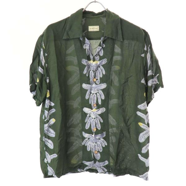 キャピタル　KAPITAL ポロシャツ　アロハ　リゾート柄　リブ　総柄 シルクレーヨン コットンフラワー柄 ウィンドペンアロハシャツ