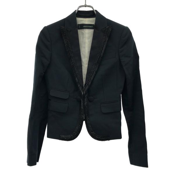 DSQUARED2 - DSQUARED2 ディースクエアード 11AW ビジュー装飾タキシードジャケット S75BN0241 ブラック 40 DSQUARED2（ディースクエアード） 11AW ビジュー装飾タキシード