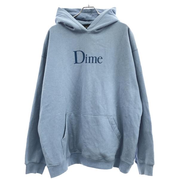 Dime ダイム ロゴプリントプルオーバースウェットパーカー ブルー XL