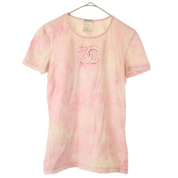 CHANEL シャネル 2009SS ココマーク タイダイプリントストレッチTシャツ P34611K02001 ピンク 38 CHANEL（シャネル） 2009SS ココマーク タイダイプリントストレッチT