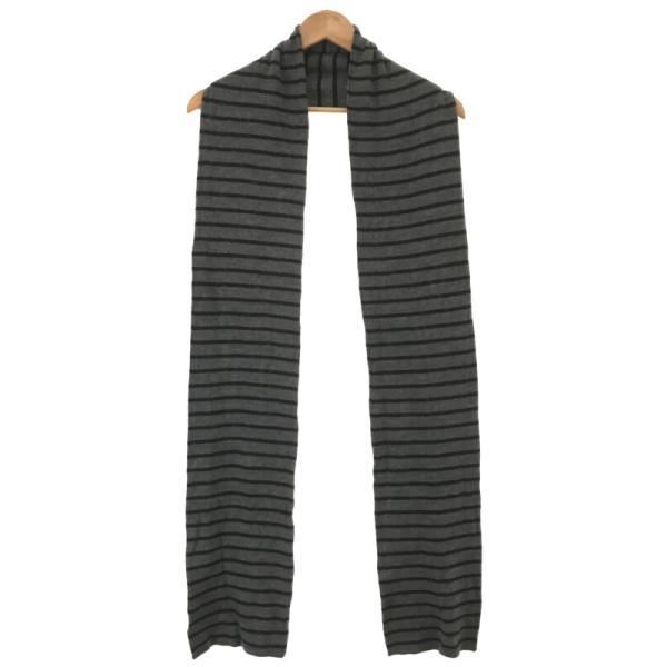 Dior HOMME ディオールオム 06AW ウールボーダーロングマフラー グレー