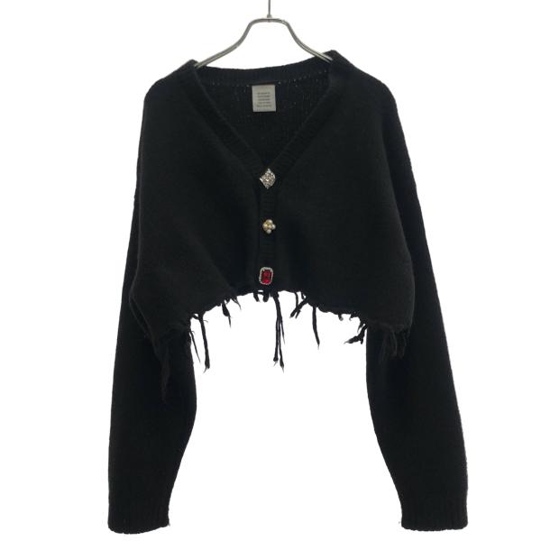 VETEMENTS カーディガン ブラック VETEMENTS（ヴェトモン） Fancy Button Knitted Cardigan ビジュー