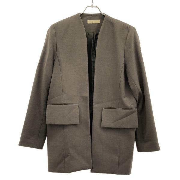 LOUREN ローレン 24SS ポリエステルノーカラージャケット&パンツ セットアップ Lo241-37/Lo241-38 カーキ F/M louren（ローレン） 24SS ポリエステルノーカラージャケット&パンツ