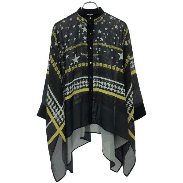 THE RERACS - THE RERACS ザ リラクス 20SS スカーフ柄 スクエアブラウスシャツ 20SS-REBL-217L ブラック F THE RERACS ザ リラクス 20SS スカーフ柄 スクエアブラウス