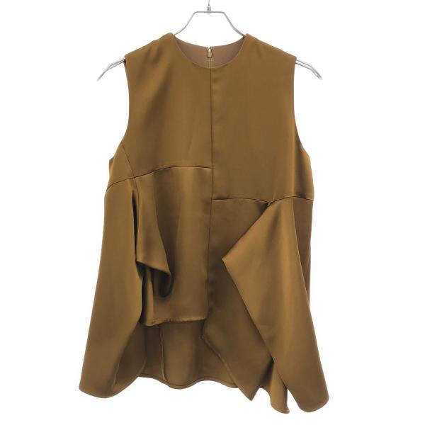 UN3D. アンスリード TUCK GATHER SATIN TOP タックギャザーサテントップ 522420400301-02 ブラウン系 38 UN3D. アンスリード TUCK GATHER SATIN TOP タックギャザーサテン