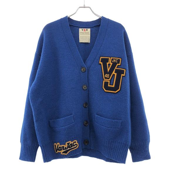 INSCRIRE×VAN JAC アンスクリア×ヴァンヂャケット 22AW VAN LETTERED CARDIGAN ウールニットカーディガン I22AW-K8 ブルー S INSCRIRE（アンスクリア） INSCRIRE×VAN JAC アンスクリア×ヴァン