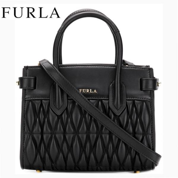 FURLA フルラ⭐️ハンドバッグ 2way 　カッティング　パドロック　黒 フルラ FURLA ハンドバッグ ショルダーバッグ 黒 ブラック