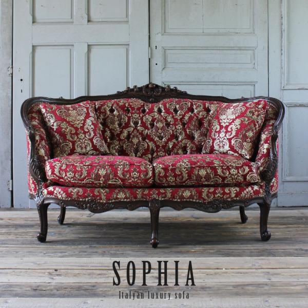 値下げ　猫脚イタリアアンティーク ロココ様式リベット打ち二人掛けソファー modulor_1008-2-5f101b