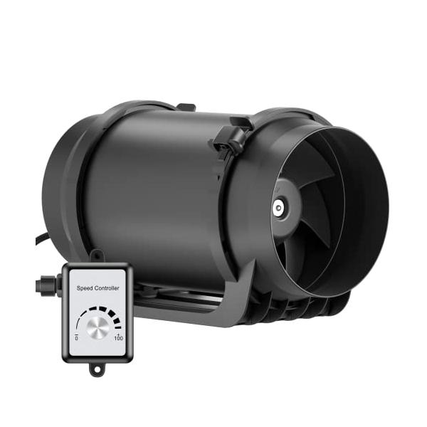 Hon&Guan ダクトファン 200mm 究極風量 1292m?/h 強力 無段階調速スイッチ付き 100〜120V ダクト用換気扇 産業用排風機 中間取付 (HI-200EC)