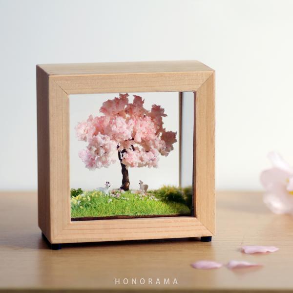 お部屋でお花見 ジオラマフレームセット　四季の丘〜春・満開の桜 ミニチュア プレゼント 誕生日 癒し