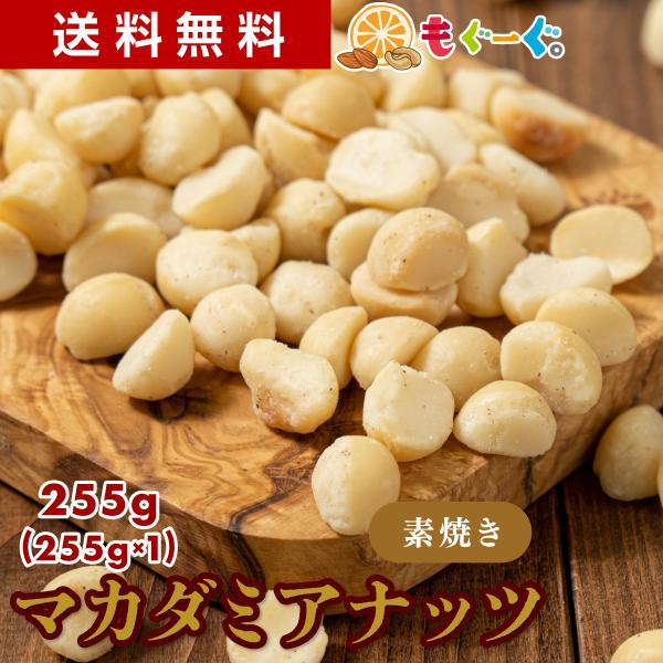 魅惑の素焼きマカダミアナッツ 255g 木の実 塩なし 食塩不使用 ロカボ メール便 送料無料 アルミ袋 チャック モグーグ 爆買