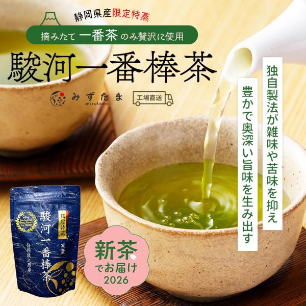 新茶 2026 新茶でお届け 静岡茶 お茶 緑茶 茶葉 お茶の葉 120g 棒茶 茎茶 深蒸し茶 日本茶 限定特蒸 駿河一番棒茶