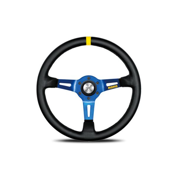 他サイト： 【正規品】モモ MOMO ステアリング MOD.08 モデル08 レザー/ブルースポーク 350mm ブラックレザー スポーク：ブルー M-59の商品画像