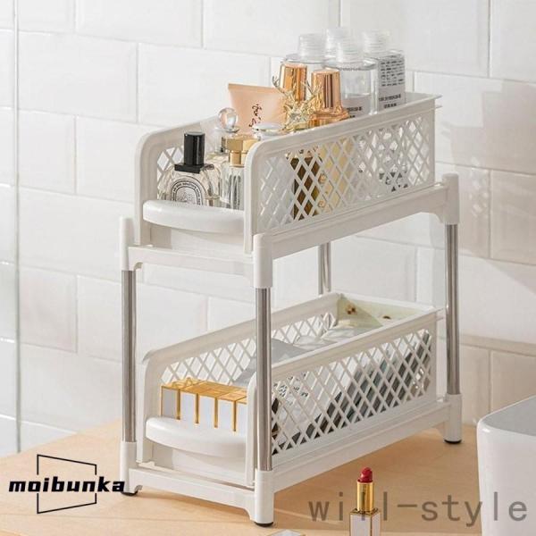 収納力抜群で、背の高い調味料のストック品を収納するのに便利な背高2段ワイドタイプ!※材質：PP ※耐荷重（約）:上段：約3kg、下段約4kg※サイズ（約）:幅18×奥行37×高さ38cm★引き出し式★(1)スライドデザイン、滑りがよくスムー...