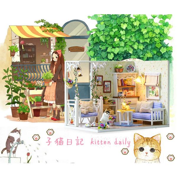 1/24 ドールハウス ミニチュア DIY 手作りキット 子猫日記 猫 1/24 ドールハウス ミニチュア DIY 手作りキット 子猫日記 猫