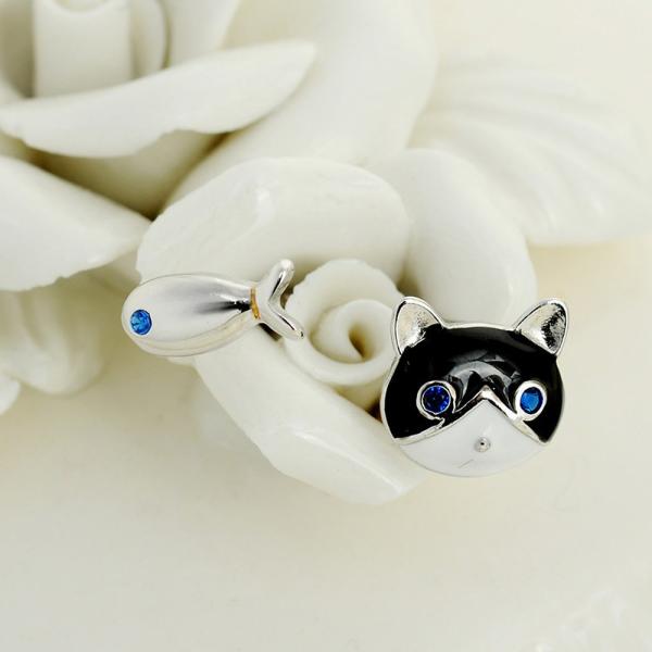 ピアス青い目の黒猫と魚 セット シルバー925 銀 : ドールハウスと雑貨