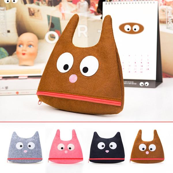 羊毛フェルト 猫のお顔のがま口ポーチ ハンドメイド 作家もの 猫