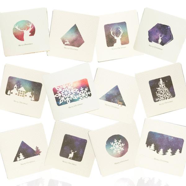 メッセージ カード クリスマス スタンプ 水彩 高級感 グラデ エレガント 封筒 カード 12種セット サンタ トナカイ ツリー など 1811me50 ドールハウスと雑貨 Moin Moin 通販 Yahoo ショッピング