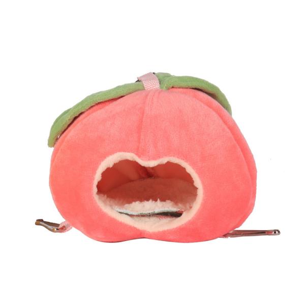 他サイト： ハムスター 鳥 リス 小動物 ハウス ペット おうち りんご ふわふわ もこもこ 防寒 秋冬 つり下げ 2way 10×15×11cm ピンクの商品画像