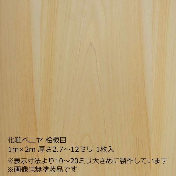 化粧ベニヤ 桧板目 1m×2m 厚さ2.7〜12ミリよりオプション選択 1枚入