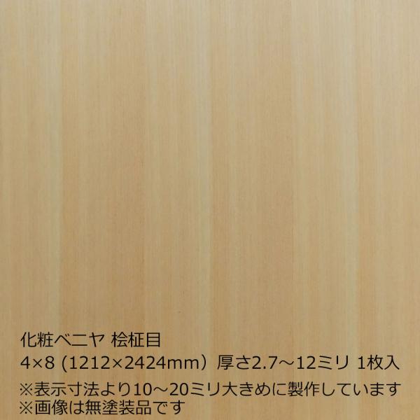 化粧ベニヤ 桧柾目 4×8（1212×2424mm）厚さ2.7〜12ミリより