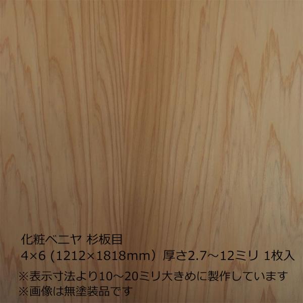 化粧ベニヤ 杉板目 4×6（1212×1818mm）厚さ2.7〜12ミリより