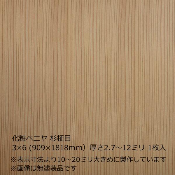 化粧ベニヤ 杉柾目 3×6（909×1818mm）厚さ2.7〜12ミリよりオプション