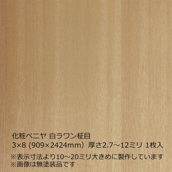化粧ベニヤ 白ラワン柾目 3×8（909×2424mm）厚さ2.7〜12ミリより